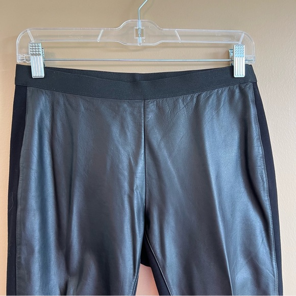 EILEEN FISHER Genuine Leather Panel Ponte Knit Black Pants Women’s Size XS - Picture 3 of 7